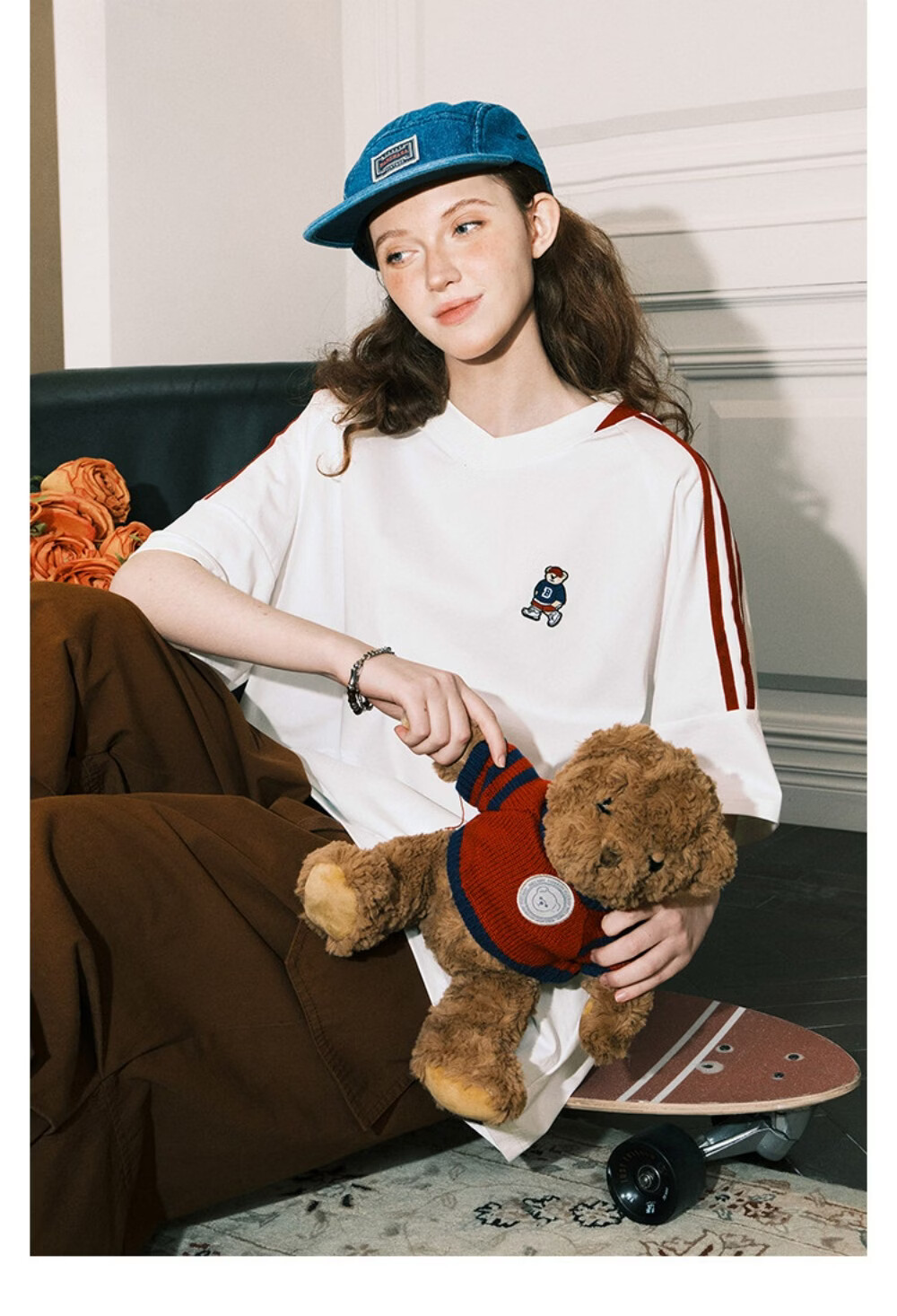ICH MODE Raglan Stripe V-Neck Short Sleeve T-Shirt Women Summer Bear Series Sorona Cooling Top Black M 14