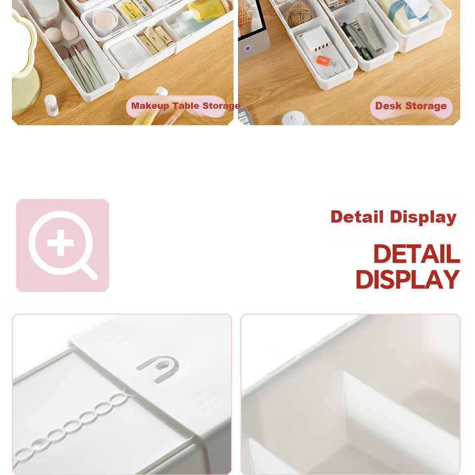 Jicang Extendable Drawer Storage Box, Desktop Organizer, Right-Angled Miscellaneous Office Stationery Storage Box, Sorting Container 12