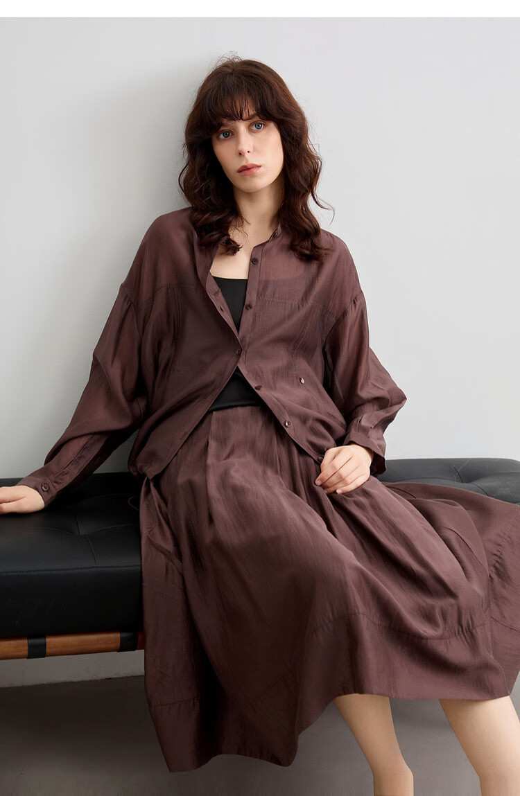 Demana Smooth Tencel Summer Lightweight Crew Neck Shell Button Hem Drawstring Loose Short Women's Jacket 20