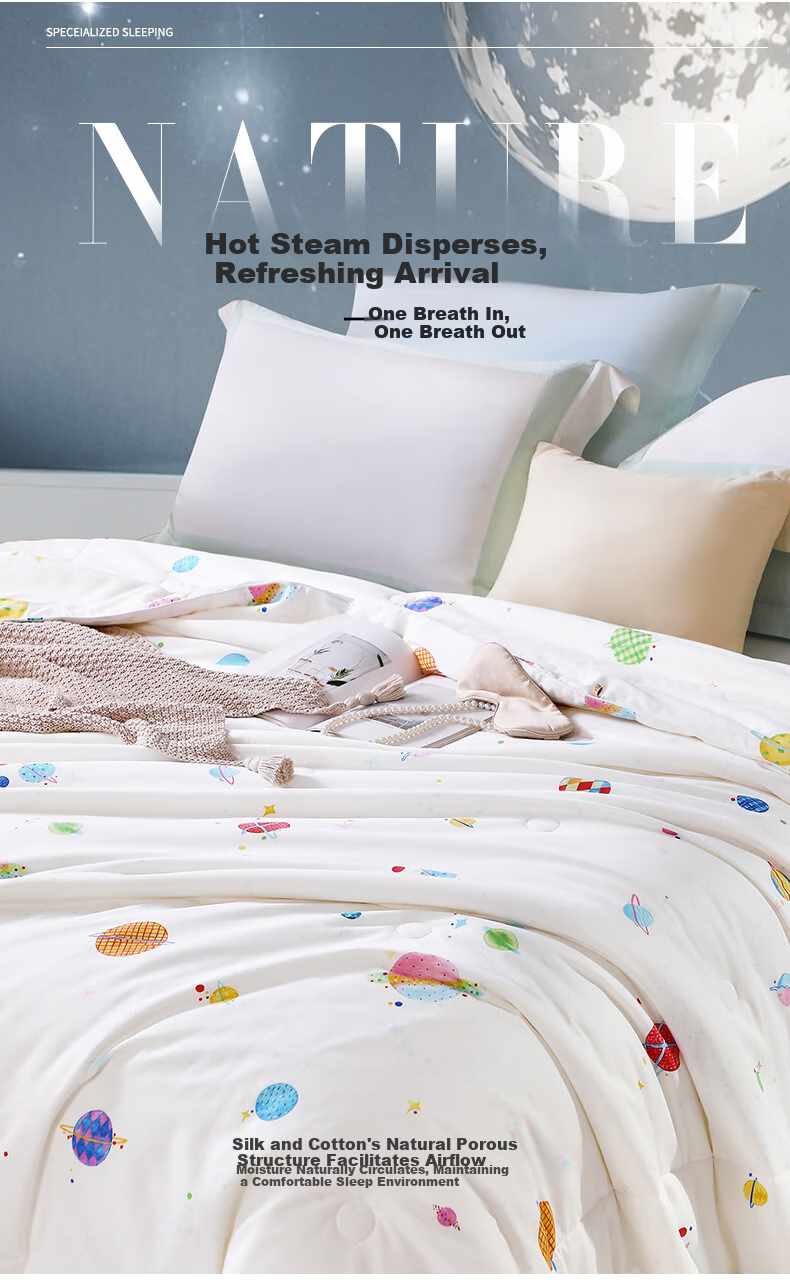 Fuanna Children's A-Class 100% Cotton Silk Quilt Single Student Dormitory Spring and Autumn Four Seasons Quilt Core 1.2m Bed 152*210cm 5