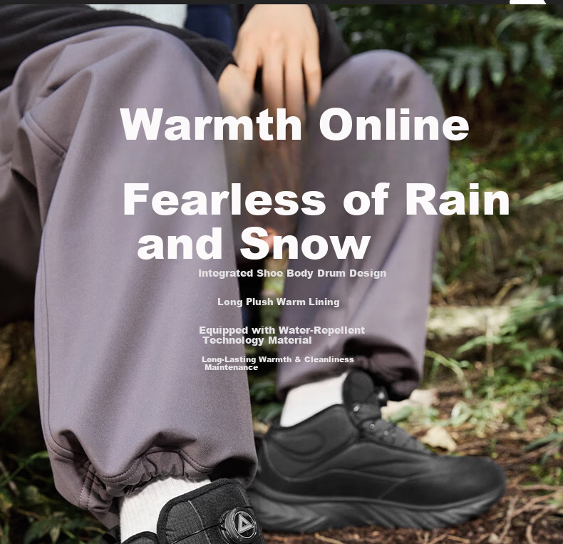 PEAK Taiji Expedition High-Top Cotton Shoes Summer Men's Fleece Warm Outdoor Casual Non-Slip Wear-Resistant Black Sports Shoes 9