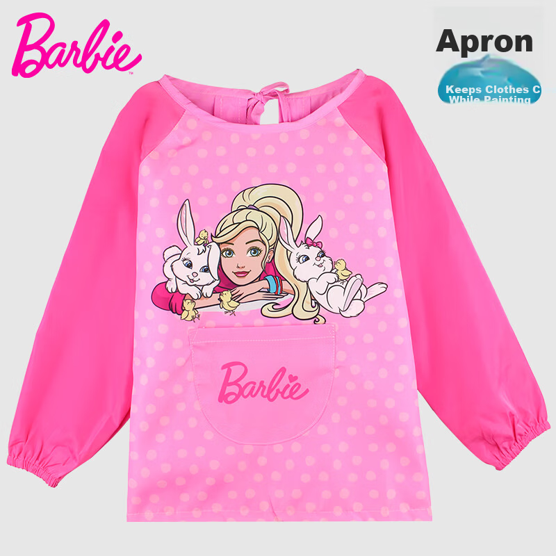 Barbie Baby Bib Apron Waterproof Anti-Dirt Toddler Girls' Painting Smock Reversible Infant Overclothes