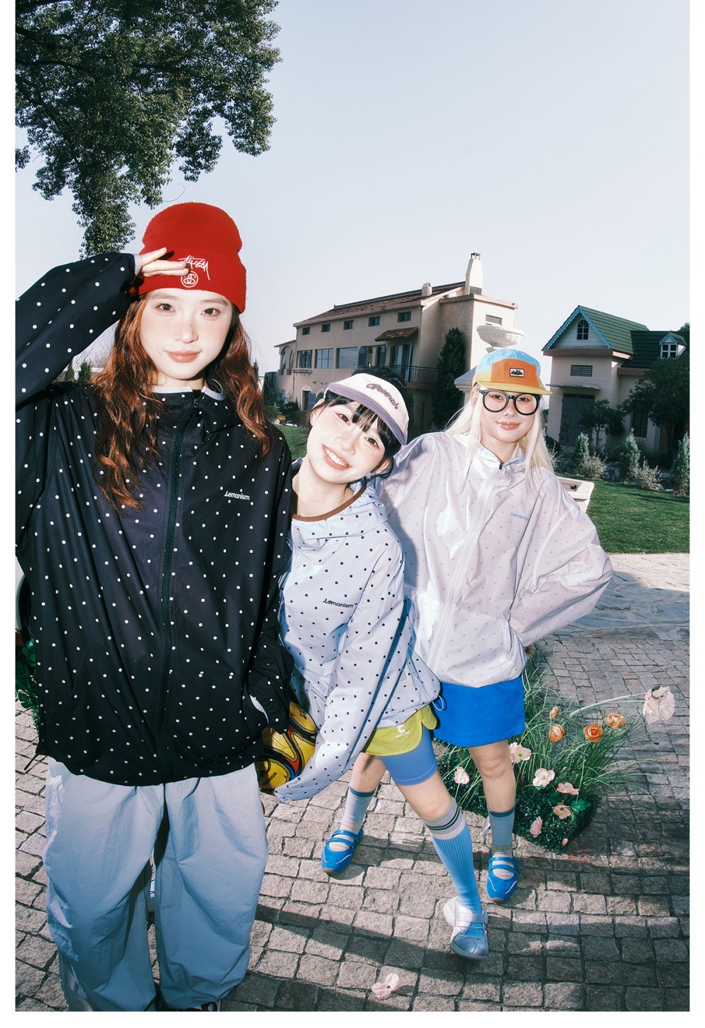 LEMANISM Trendy Polka Dot Printed Physical Sunscreen Jacket Men 2026 Spring Summer New Couple Loose Jacket Blue XL 35
