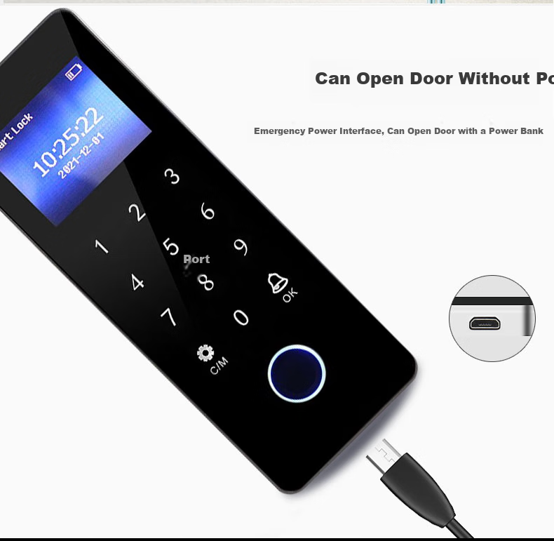 Youku Frameless Glass Door Fingerprint Lock, Wooden Door Fingerprint Door Lock, Single/double Electronic Password Lock for Access Control And Attendance with Screen, IC Card Mini Program Unlocking, DW-611 10