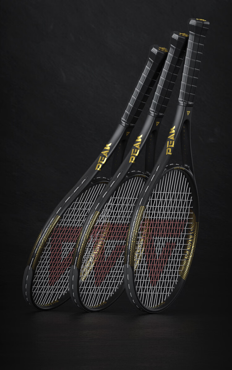 Peak Tennis Racket Full Carbon Beginner Training Rebound Ball Competition Elastic Blade Black Gold 13