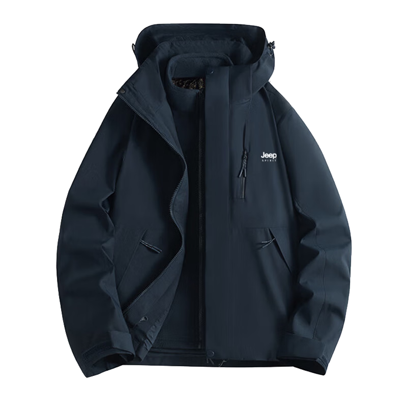 JEEP SPIRIT Unisex 3-in-1 Outdoor Waterproof Warm Jacket Deep Navy XL