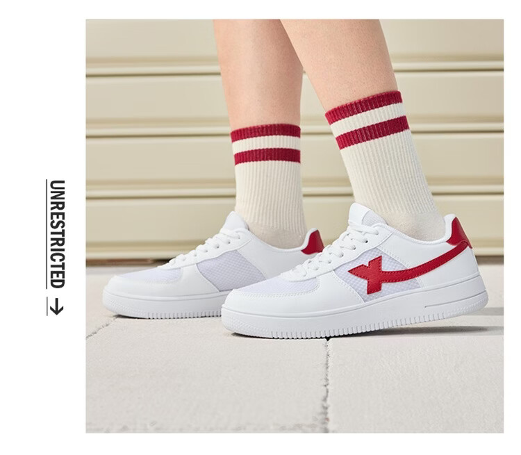 Xtep Couple Men's and Women's Sports Sneakers White Air Force One Spring Summer Mesh Breathable Lightweight Casual Shoes 40