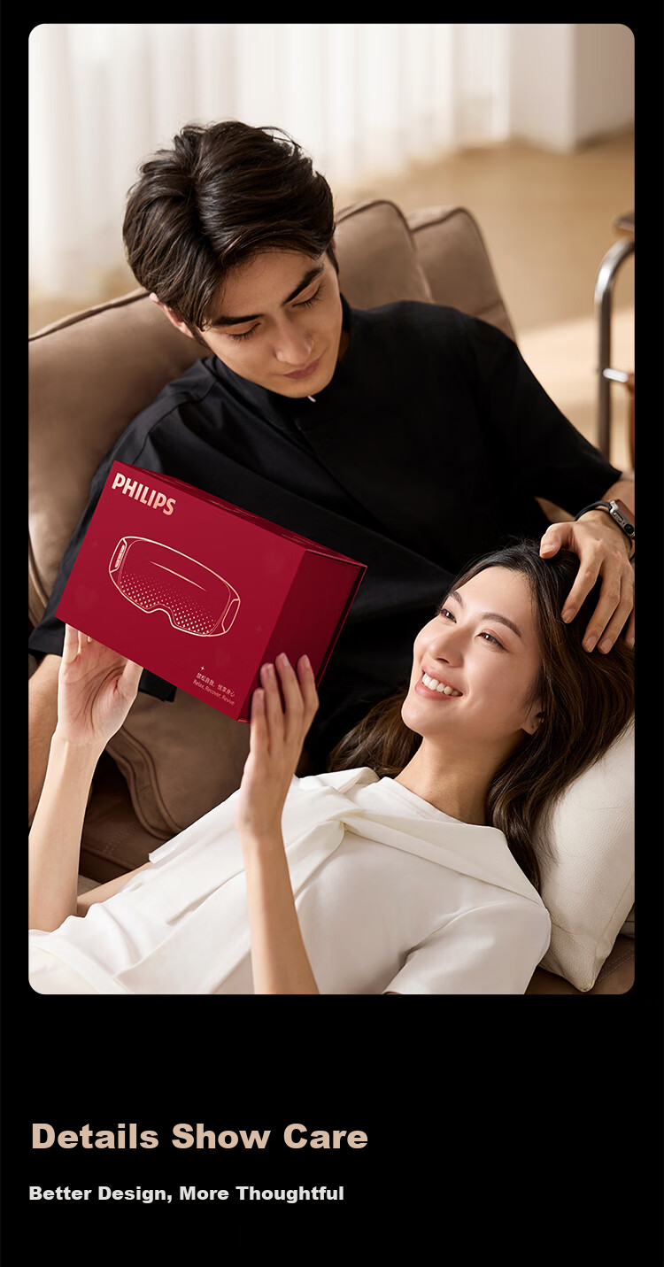 PHILIPS Eye Massager [Mid-Autumn Festival Gift], Eye Mask, Eye Massager, Eye Care Device, Fatigue Relief, Quiet Operation, Deep Sleep Aid, Gift for Parents, Boyfriend, Girlfriend, Birthday Present, 7105E 15
