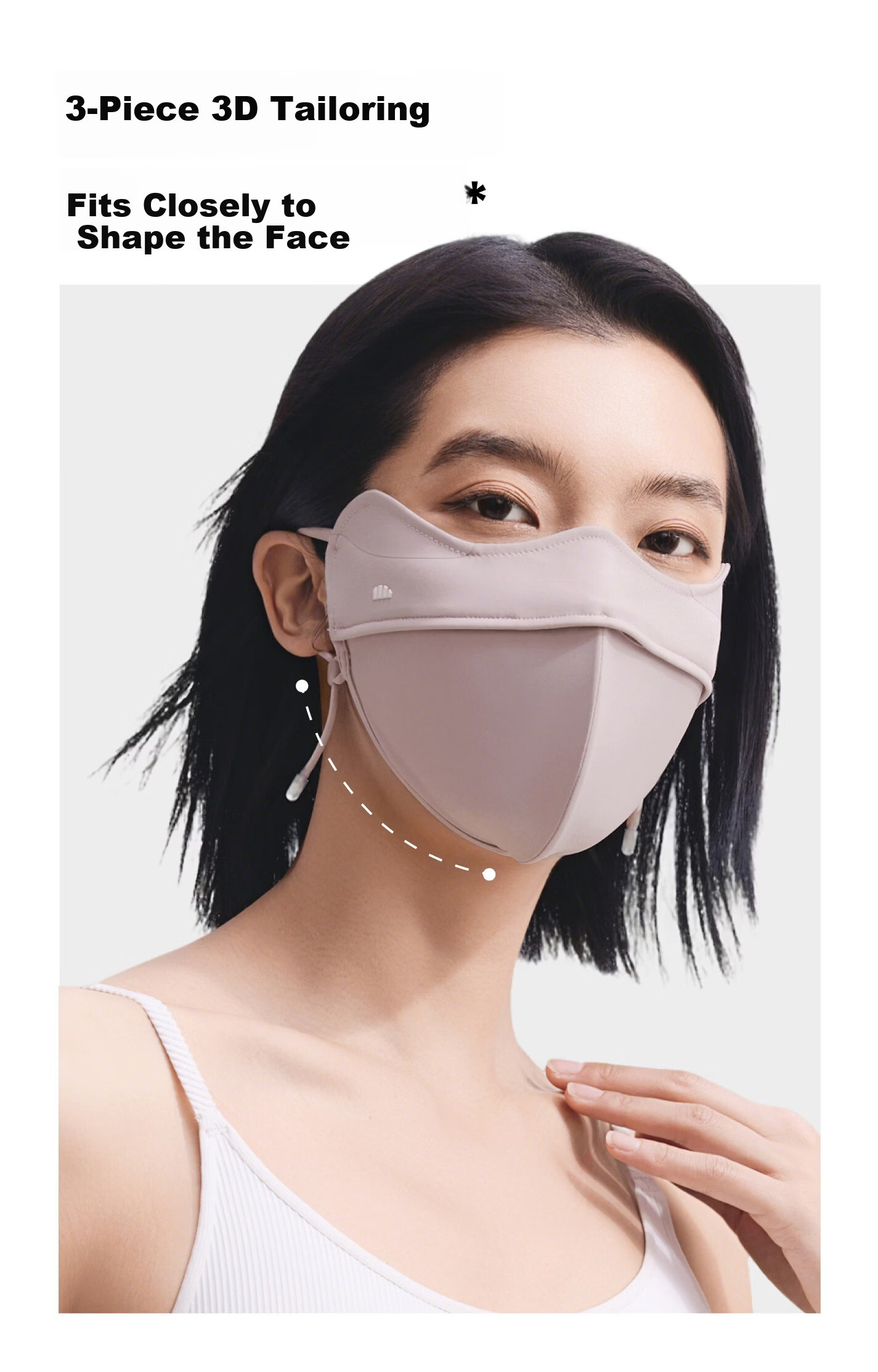 Beneunder 3D Sun Protection Mask for Women Full Face UV Protection Mask Face Bikini High-Value Beige White 19