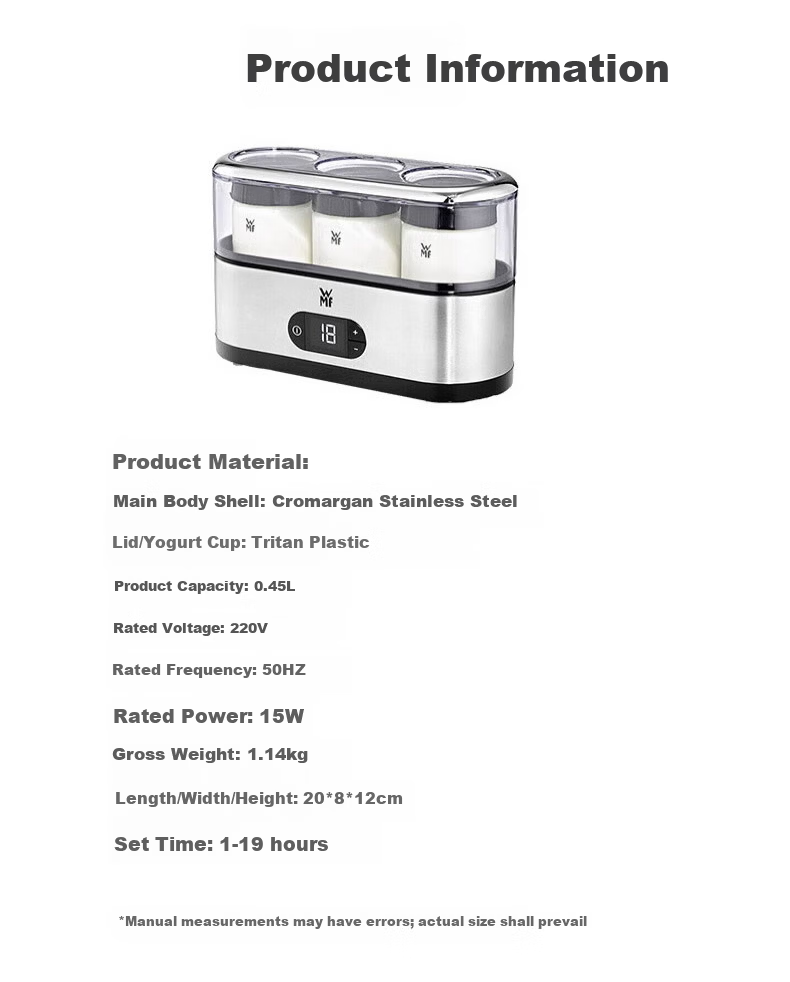 WMF Germany Fissler Stainless Steel Body Fully Automatic Yogurt Maker Household Multifunctional Fermentation with Cup Division Fully Automatic Yogurt Maker 10