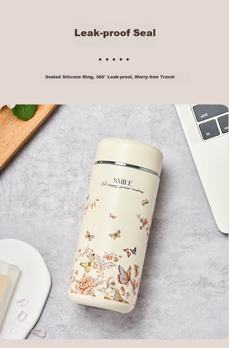 Gold Inlaid Jade Stainless Steel Ceramic Insulated Portable Home Water Bottle Tea Cup for Men and Women Car Travel Gift Birthday Present 8