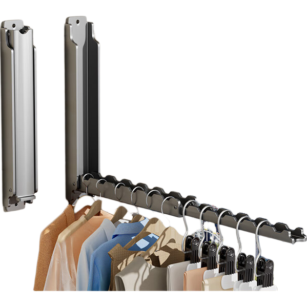 JD Original Folding Clothes Drying Rack, Balcony Home Wall-Mounted No-Drilling Invisible Retractable Hanging Clothes Rod, Carbon Steel Drying Wonder
