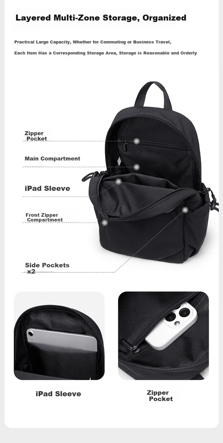 GOLF Men's Chest Bag Lightweight Crossbody Shoulder Bag Unisex Dual-Shoulder iPad Outdoor Cycling Sports Backpack 14