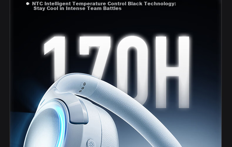 IKF King G Five-Mode Wireless Noise-Cancelling Gaming Headset Over-Ear 2.4G Wired Bluetooth 7.1 Surround Sound LDAC High-Resolution E-Sports Noise-Cancelling Microphone Sky Blue 46