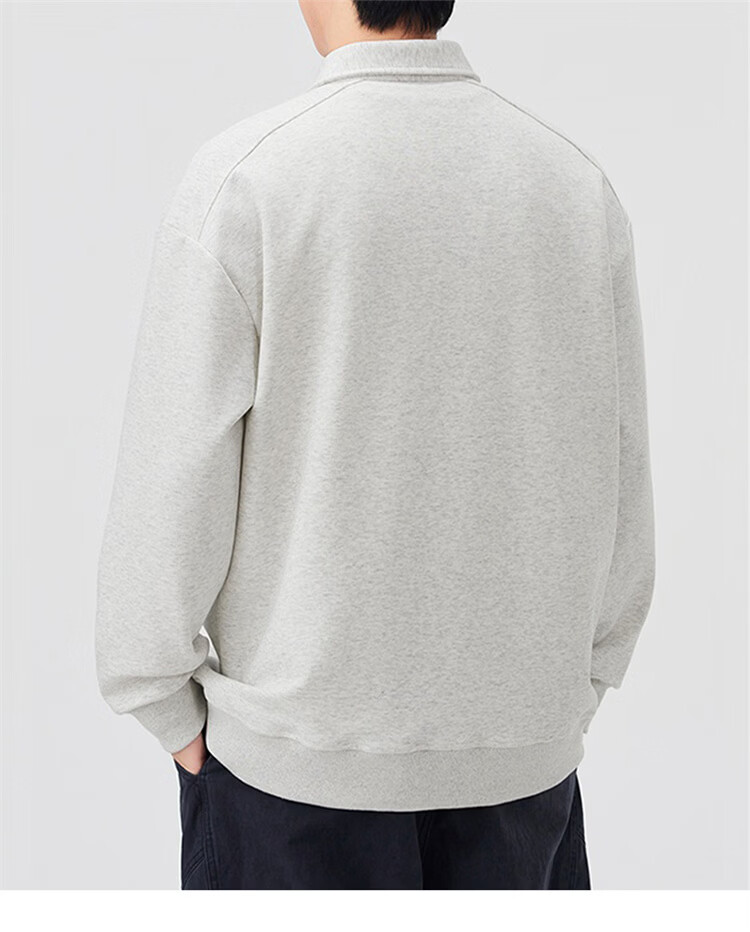 MARK FAIRWHALE Men's Sweatshirt Spring and Autumn Casual Jacket Long Sleeve Polo Shirt Men's T-Shirt Top Heather Gray XL 9