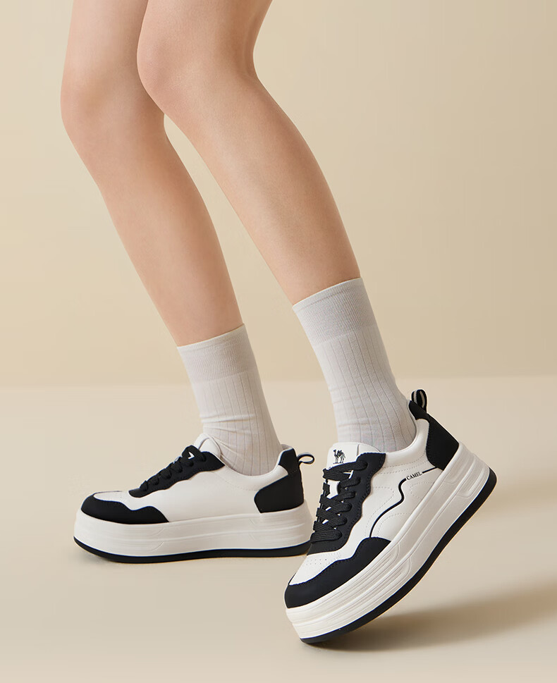 CAMEL Layered Shoes 2nd Generation Women's Versatile Patchwork Sports Casual Thick Sole Sneakers L26S255142 Off-White 38 13