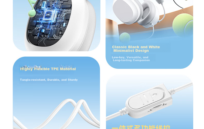 IKF Fkids Y01 Wired Over-Ear Headphones for Students, English Listening and Speaking Exam, Children's Online Learning Headset, 3.5mm Jack, Moonlight White 6