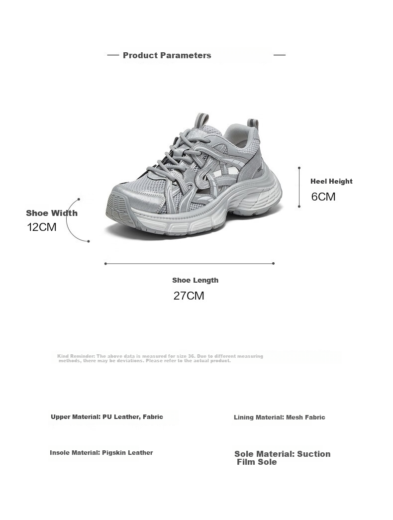 Basto 25 Mesh Hollow Breathable Dad Shoes Thick Sole Height Increasing Women's Casual Shoes D5810BM5 Off-White Size 35 4