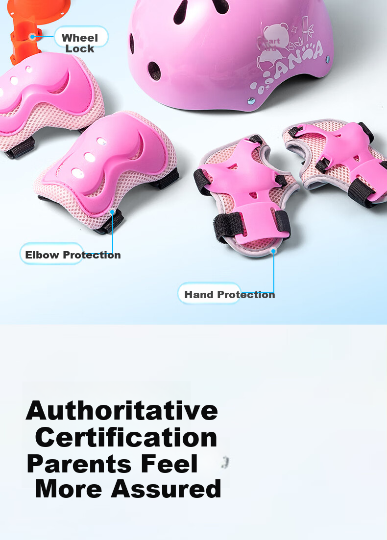 Deli Kids Roller Skates Beginner Boys Girls Inline Adjustable 4-Level Pink Size S with Helmet and Protective Gear 14