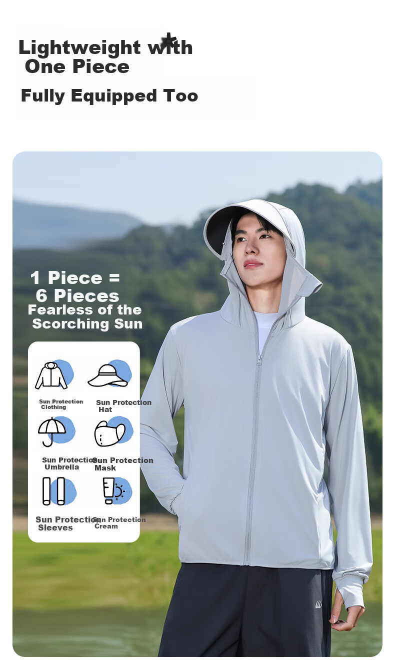 Combo Men's Ice Silk Summer UV Protection Ultra-Thin Breathable Cycling Outdoor Sun Protection Jacket Women's Fishing Coat 14