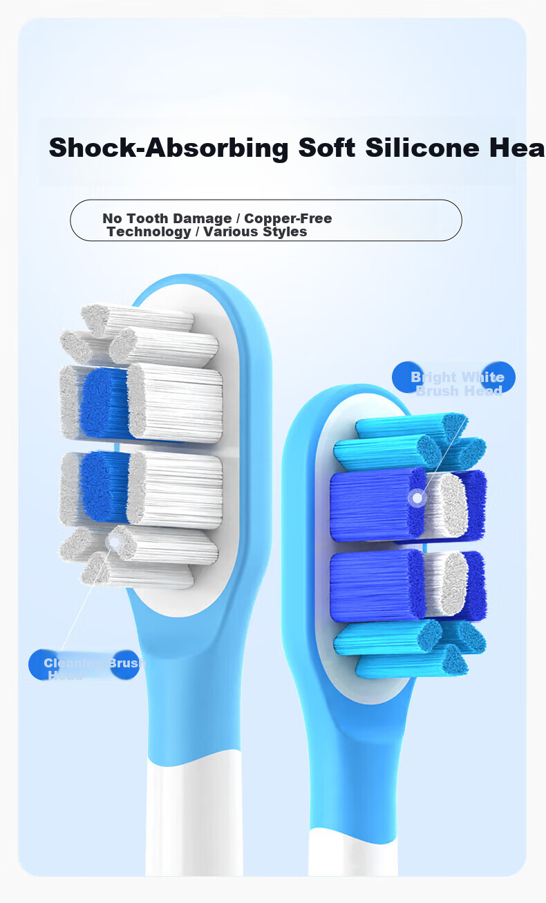 Dong Nai Lun Compatible Xiaomi (MI) Electric Toothbrush Heads T301/T302/T501 Replacement Brush Heads 6-Pack with Rubber Cushioning 1