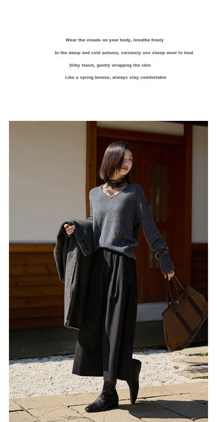 Demana Zhenxiang 100% Wool Autumn Vintage Turtleneck Lace Spliced Knit Sweater for Women 3