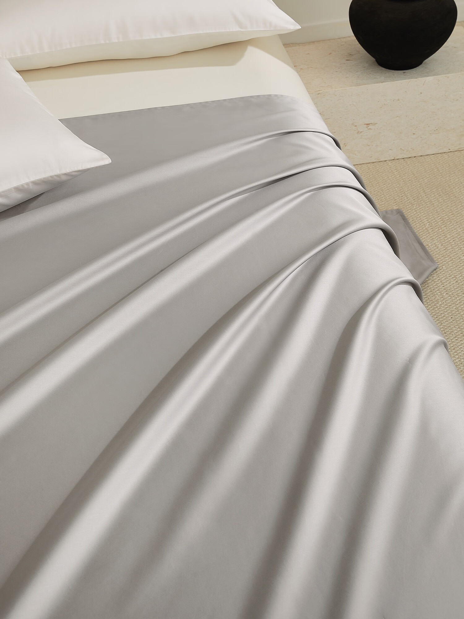 MIDO HOUSE Mingdu 100-Thread Count Long-Staple Cotton Pure Cotton Solid Color Double Bed Sheet Light Cream 200*230cm 5