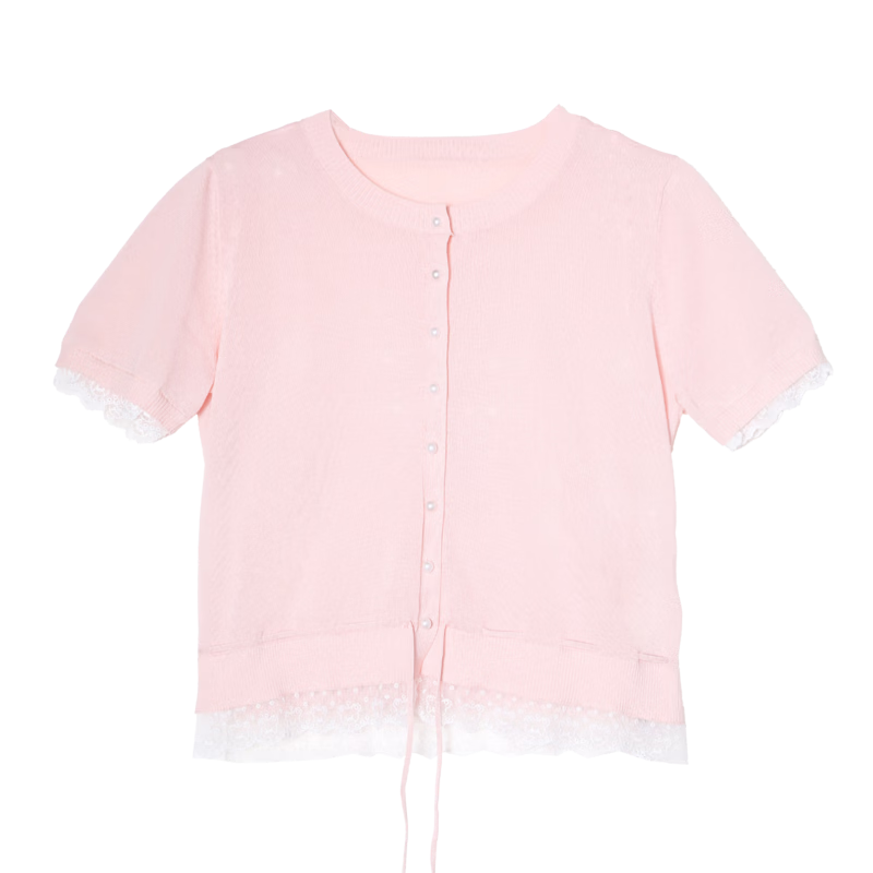 Baitu Women's Summer New Lacy Trim Lyocell Cool Knit Sweater 2505X23