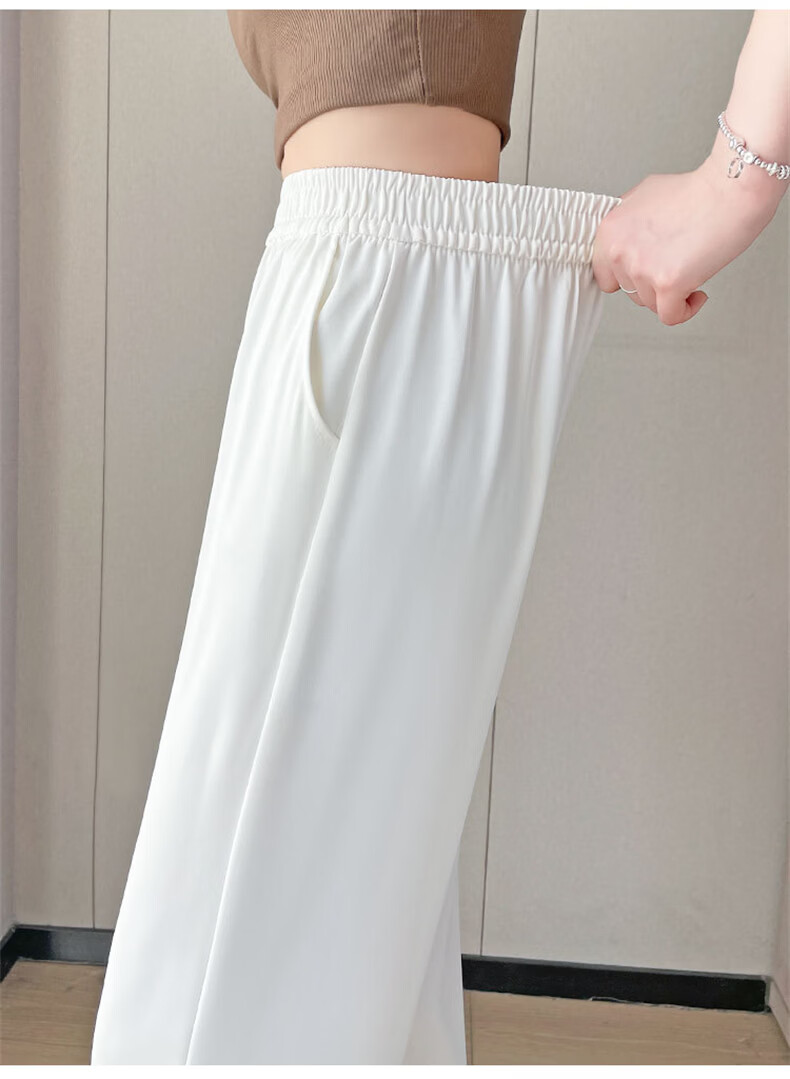 Langsha Elastic Waist Suit Pants Women Spring 2026 New Slim Straight High Waist Slimming Draped Casual Wide Leg Pants 19