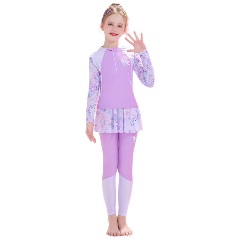 F.DYRAA & Hellokitty Kids Girls Long Sleeve Sun Protection Swimwear Set A-Class KC422C015 Purple Size 120
