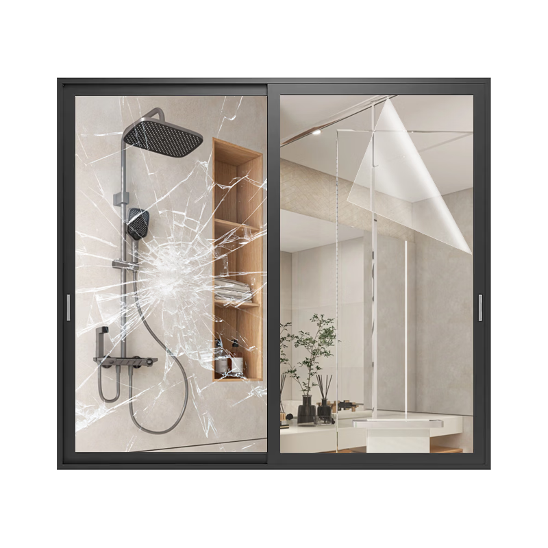 Jinlongxing Transparent Glass Shatterproof Film, Bathroom Shower Room Tempered Screen Partition Glass Door Anti-Crash Sticker, 0.6*2m