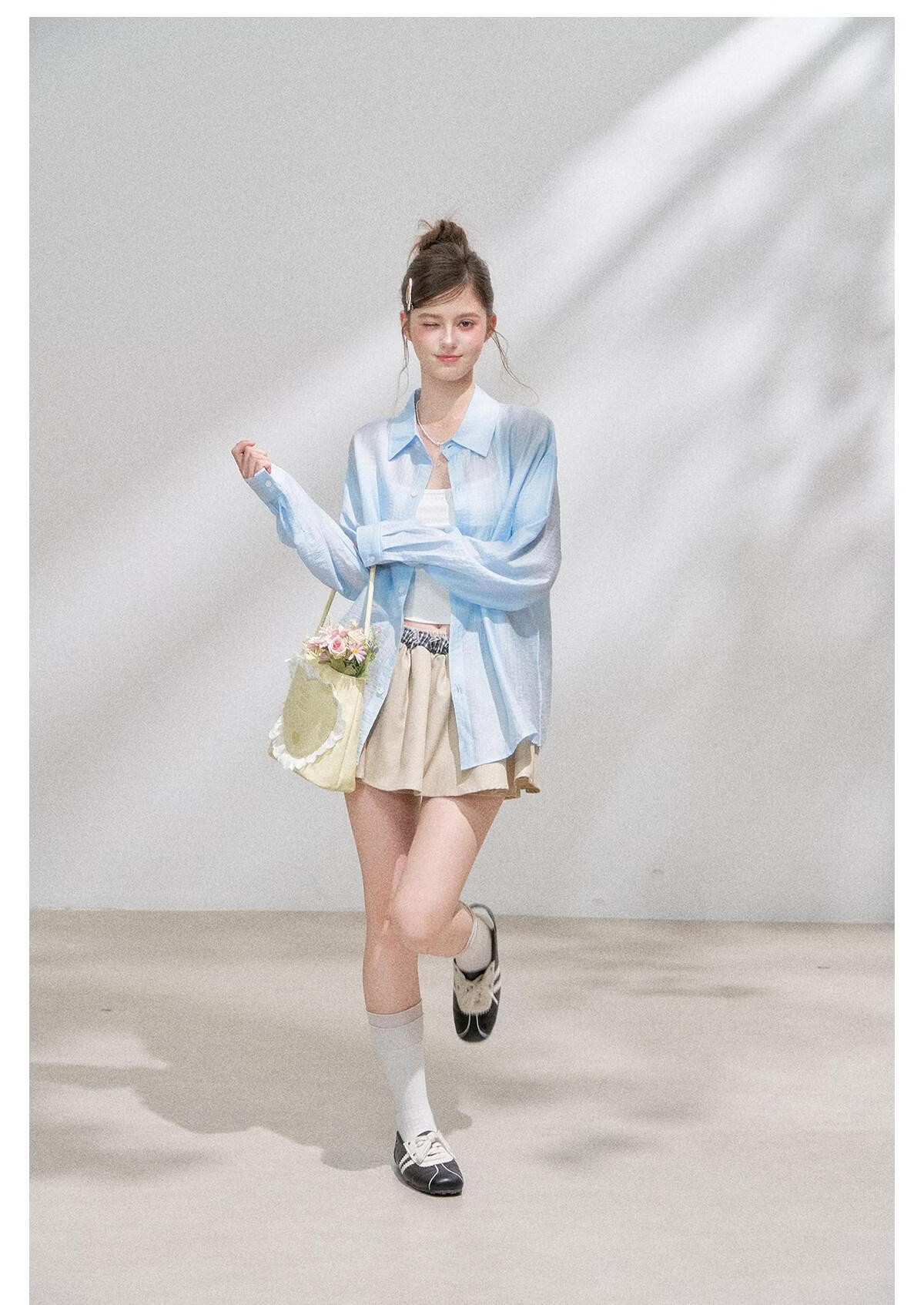 ICH MODE "Spring Light Leisure" Lyocell Sun Protection Long Sleeve Shirt Women Lazy Style Thin Jacket White M 22