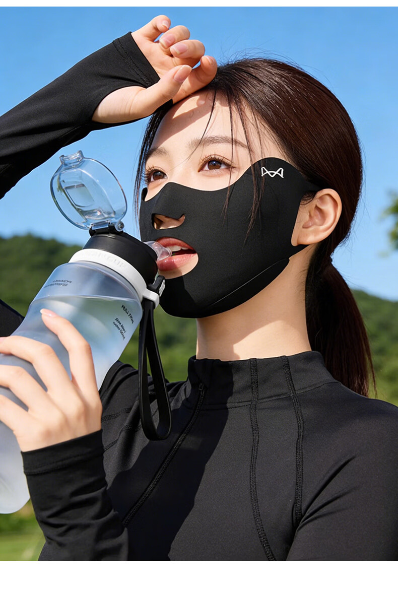 Miiow Sunscreen Face Mask Outdoor Sports Running Ice Silk Ear-Hook Breathable UV Protection with Drinkable Nose and Mouth Exposure 6