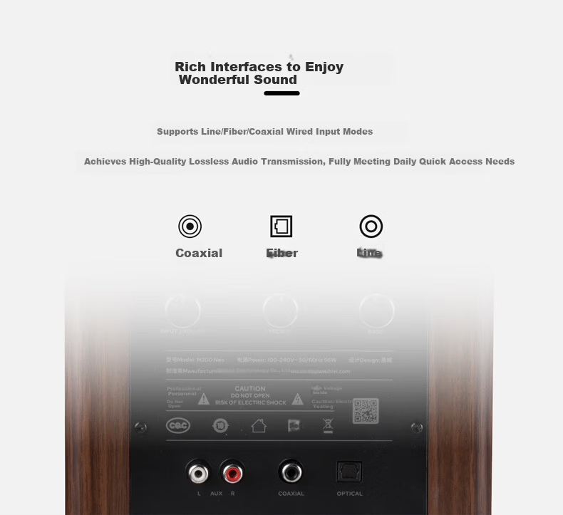 HiVi M200 Neo Wireless Bluetooth Speaker Home Two-Way HiFi Audio TV Computer Study Living Room Desktop Bookshelf Speaker Wood Grain Color 8