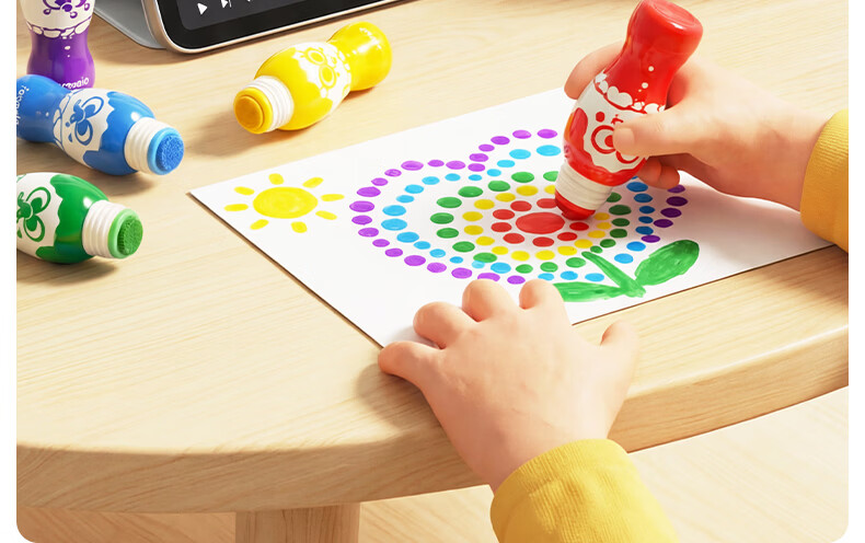 Melo Childhood Little Colorful Dot Pens Children's Early Education Baby Enlightenment Doodle Set Kindergarten Drawing Starter 6 Colors 32