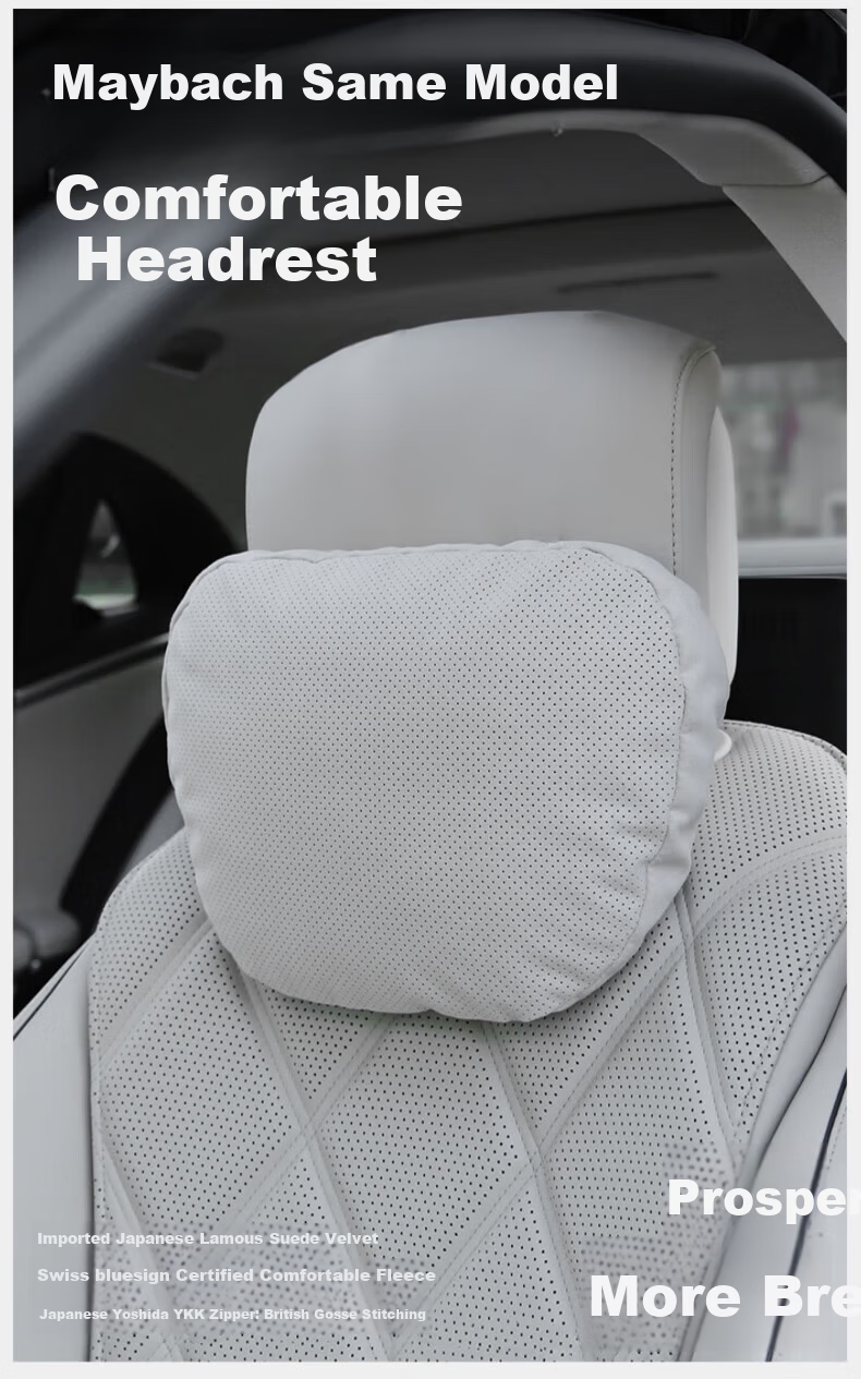 BIMLL Lamous Japanese Car Headrest Neck Pillow Lumbar Support Cushion for Maybach Mercedes Tesla 2