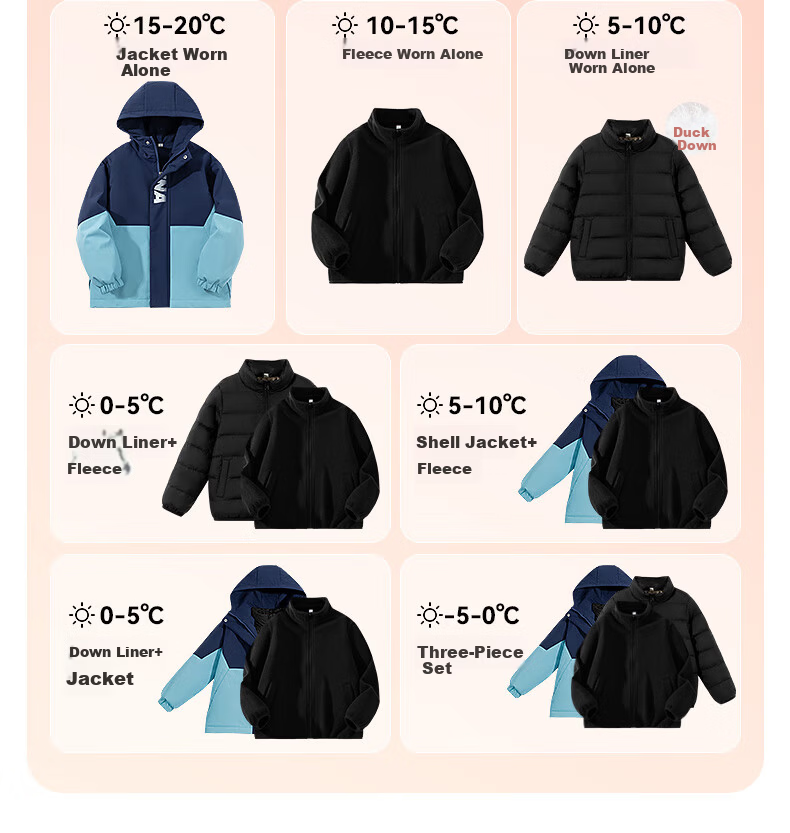 Baleno Children's Fleece Jacket 2025 Winter Style for Older Kids, Color-Block Warm Padded Coat for Boys And Girls, Windproof Parka 8