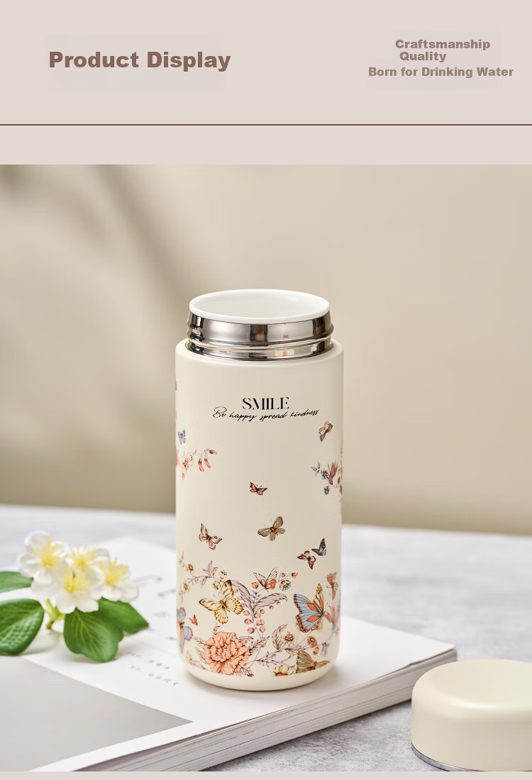 Gold Inlaid Jade Stainless Steel Ceramic Insulated Portable Home Water Bottle Tea Cup for Men and Women Car Travel Gift Birthday Present 11