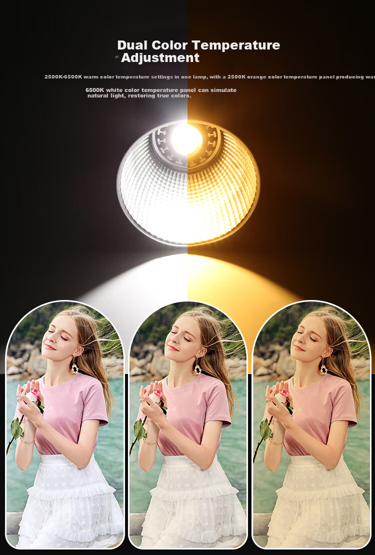 Pangniu 60W COB Handheld Photography Live Streaming Light Vlog Video Recording Bi-color Fill Light PU4119B Live Streaming Photography Light 5