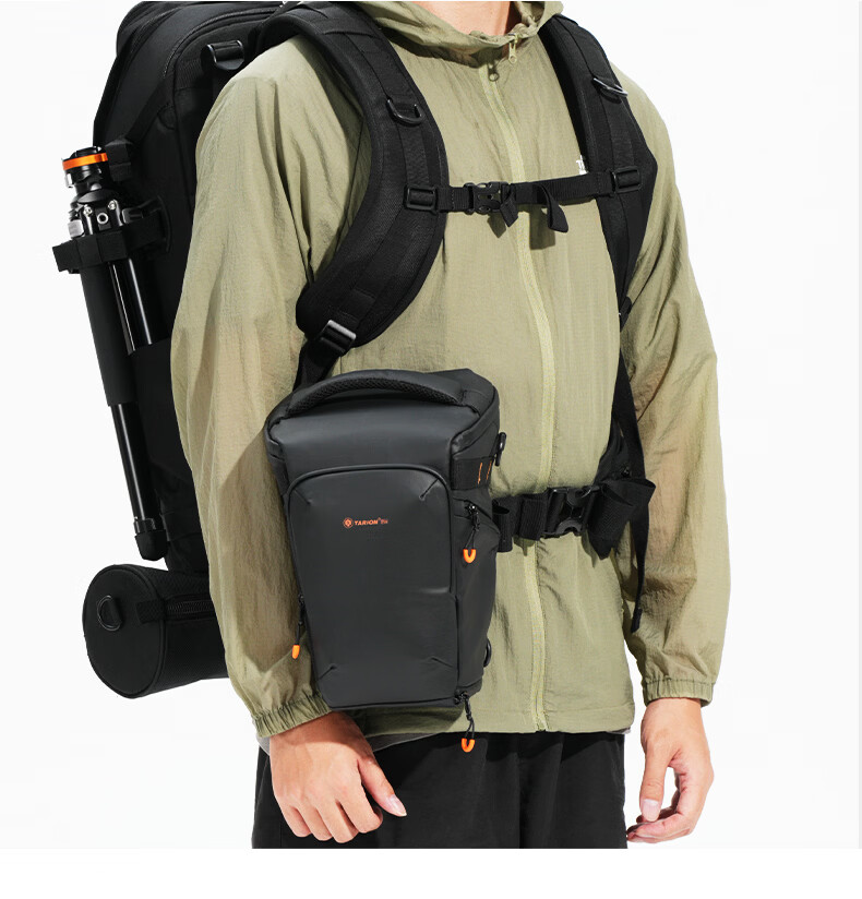 TARION Photography Backpack, Outdoor Hiking Travel Camera Bag, Multifunctional Storage Design, Roll-Up Camera Bag, Xprober Horizon, Black 6
