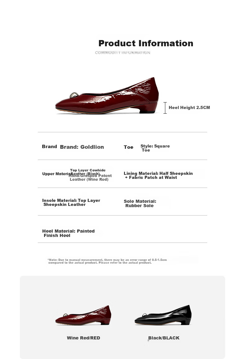 Goldlion Women's Professional Commuter Low Heel Square Toe Two-Wear Chunky Heel Low-Cut Shoes G686530265 Wine Red Size 40 8