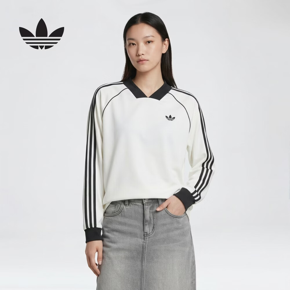 Adidas Originals Women's 3S JAQUARD LS Long Sleeve Top KG3711 White S