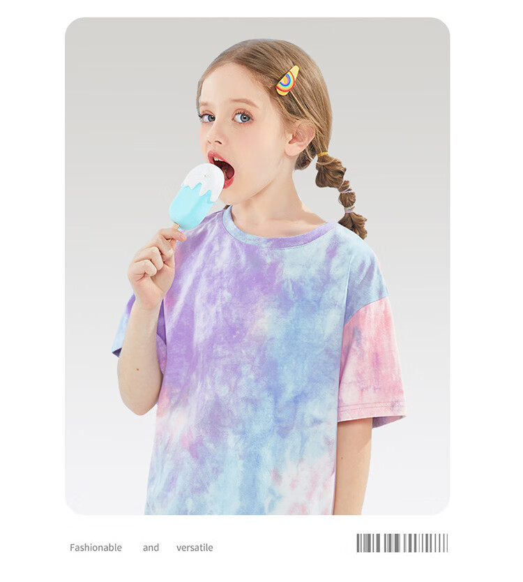 BOBDOG Girls Summer Outfit 2026 New Stylish Cotton Short Sleeve Top and Denim Jeans Set Blue+Blue 140 12