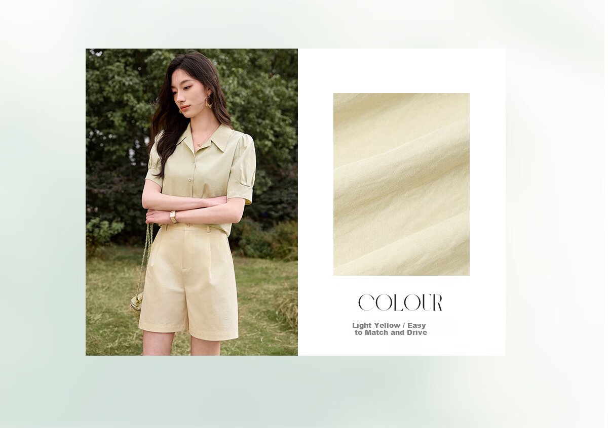 Chushen Summer Short Sleeve Shirt Women Fashion Lapel Design Commuter Casual Blouse S52S004 Light Yellow L 3