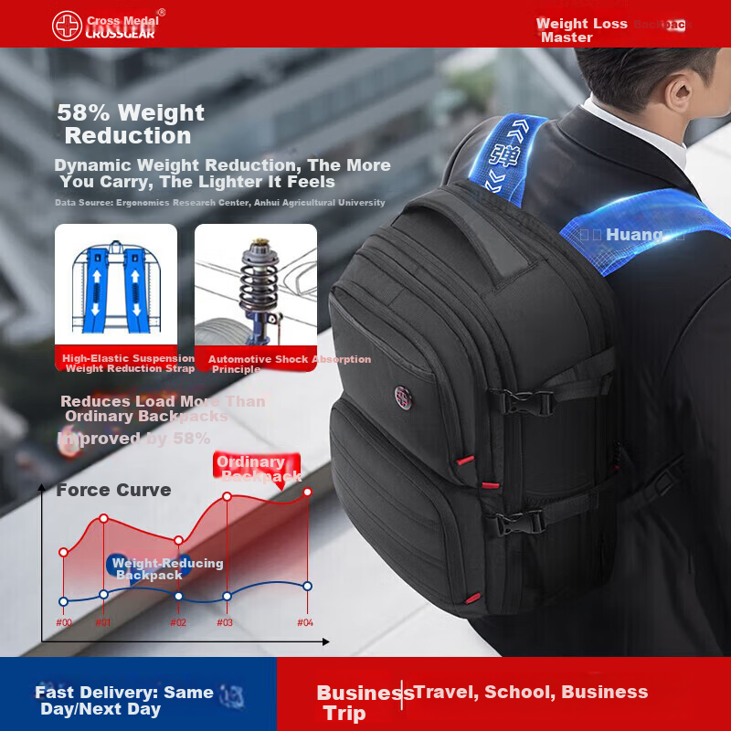 CROSSGEAR Weight Reduction Master Business Backpack for Men Large Capacity 17.3-inch Commuter Laptop Bag for Business Travel