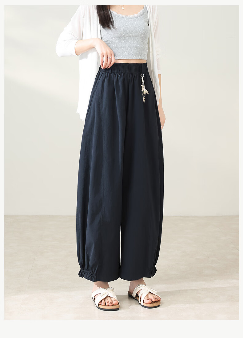Langsha Flower Bud Wide-Leg Pants for Women 2026 New Summer Thin High-Waist Loose Lantern Pants Commuter Casual Balloon Trousers 2