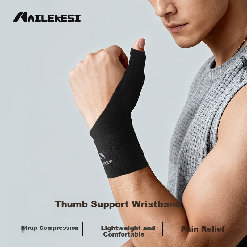 NAILEKESI N Tendon Sheath Wrist Support for Men, Fitness Thumb Finger Sleeve, Sports Injury Protection for Badminton, Tennis, Basketball, Right Hand Size S