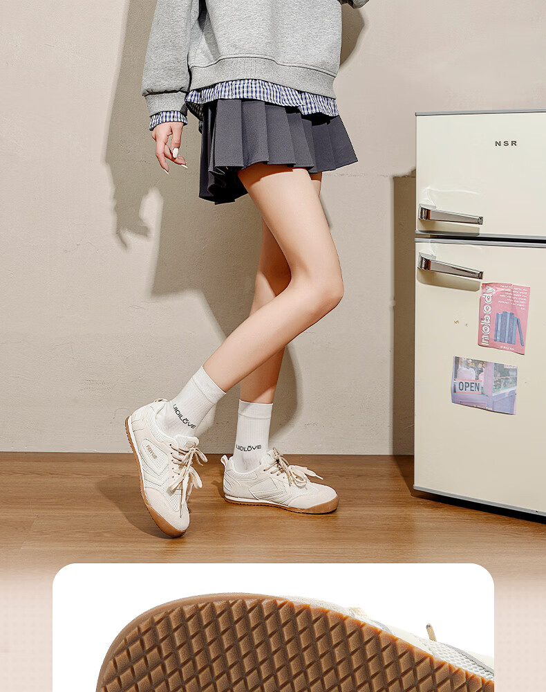 Feiyue Official Women's Casual Shoes 2026 Summer New Versatile Soft Sole Sneakers Women Beige Deep Blue Size 38 6