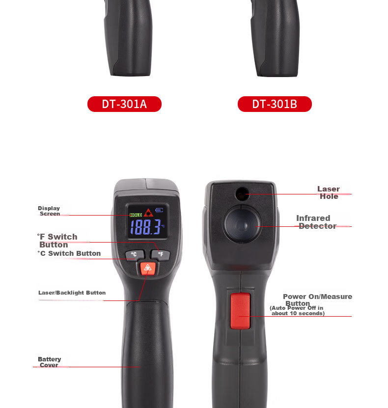 CEM DT-301A Laser Infrared Thermometer Professional High-Precision Industrial Non-Contact High-Temperature Temperature Gun Food Thermometer Kitchen Baking Water Temperature Detector 14