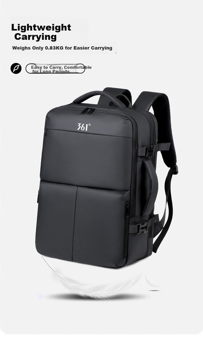 361° Backpack Men's Business Large Capacity Dual Shoulder Bag Independent Laptop Compartment Commuter Travel Casual Bag 24